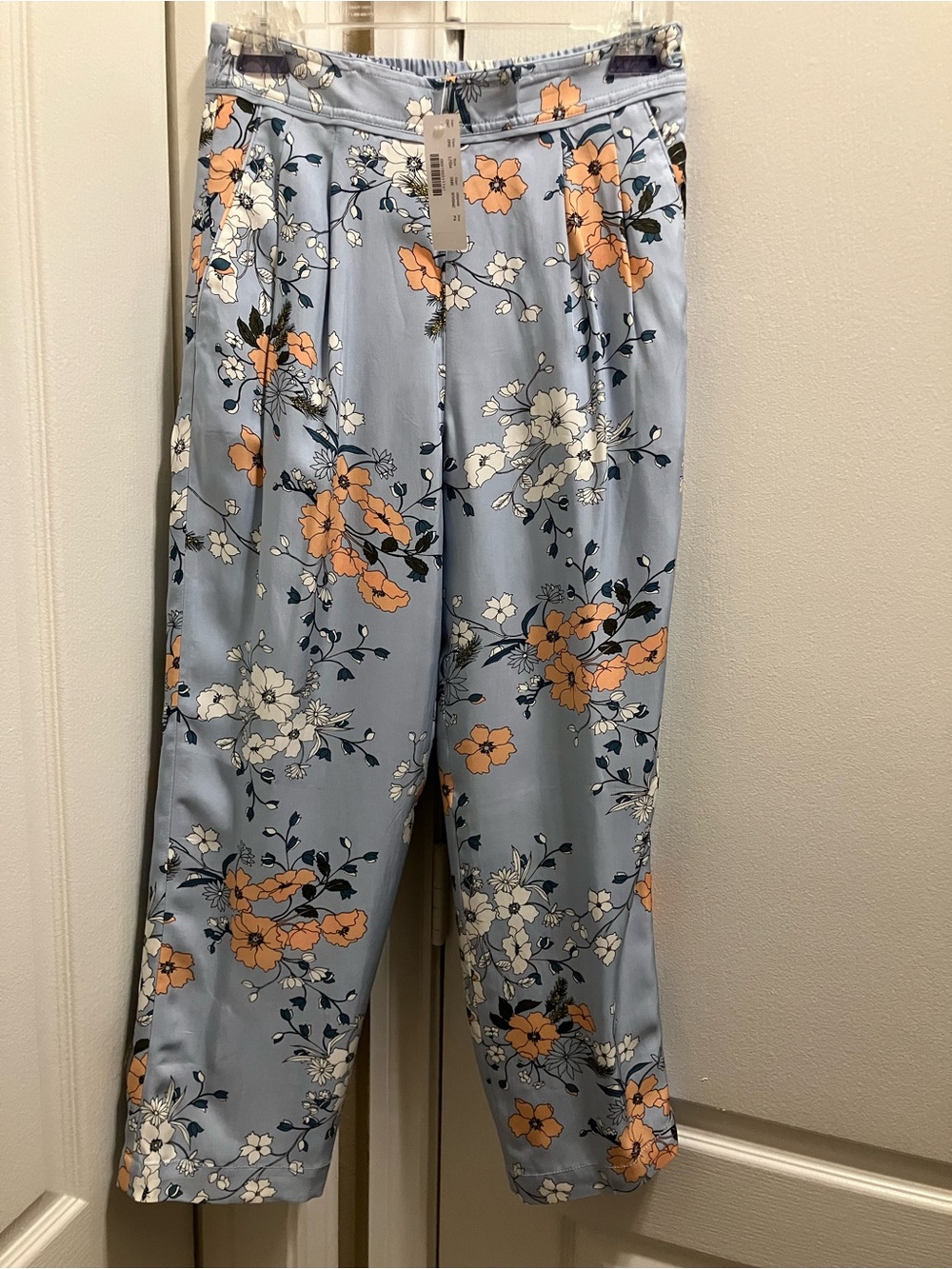 J Crew New Floral Pants in Light Blue